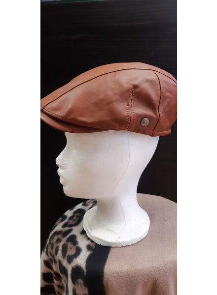 Leather City Echt leer Flatcap bruin