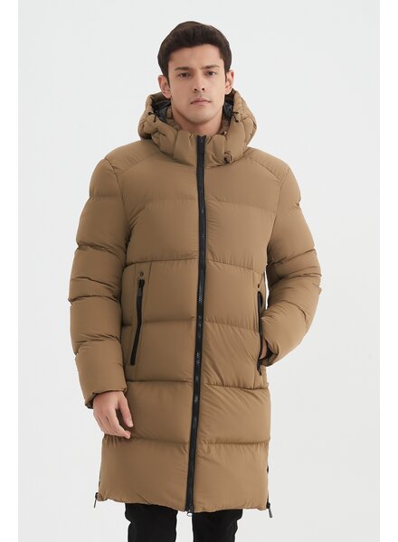 Heren winterjas parka camel