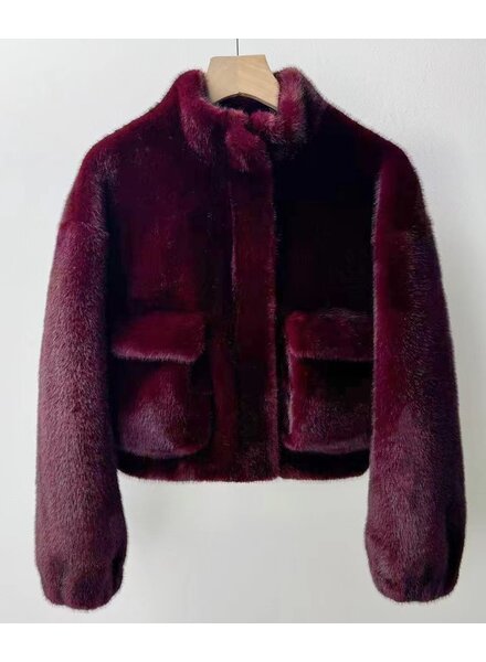 Attentif   Bontjas dames kort burgundy
