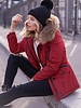 Attentif   Dames winterjassen Parka 2 kort rood met bontkraag