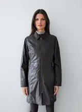 LVS Lange echt leren jas dames zwart