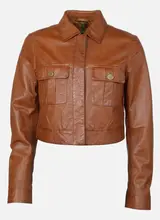 LVS Dames kort leren jasje bruin