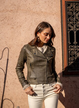 Laura Dames imitatie leren jas groen