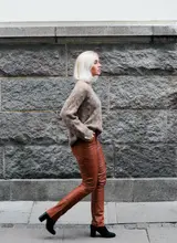 Echt leren broek dames bruin