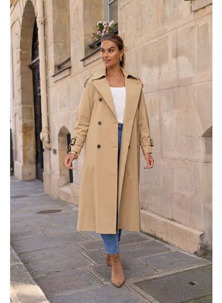 Trenchcoat dames extra lang beige