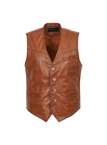 Leather City Leren heren gilet bruin