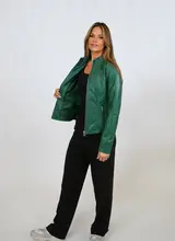 Leren jas groen dames