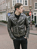 Carlo Sacchi Leren bikerjack heren zwart bruin