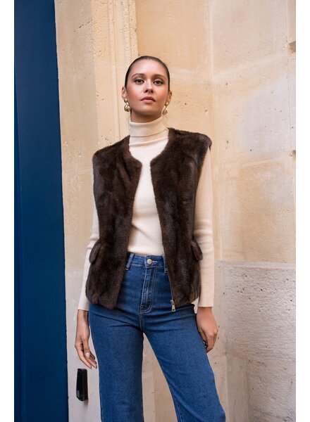 Attentif Bodywarmer dames donker bruin