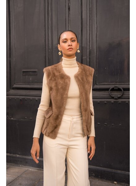 Attentif Bodywarmer dames donker camel