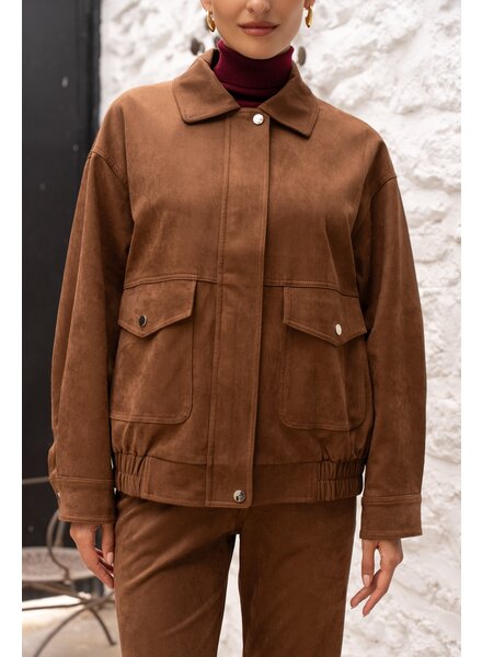 Attentif Dames imitatie Suede leren jas