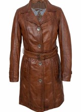 Carlo Sacchi Dames leren jas trench coat brandi