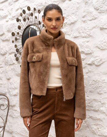 Attentif Bontjas dames kort camel