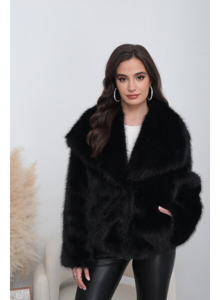 Bontjas dames kort zwart