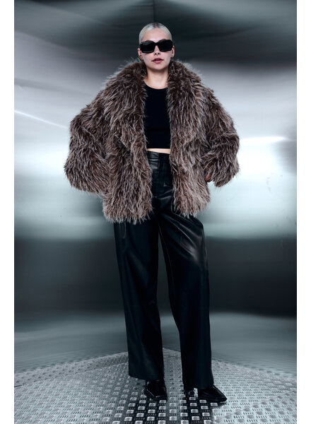 Bontjas dames bruin grijs