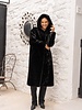 Attentif Dames bontjas lang zwart met capuchon