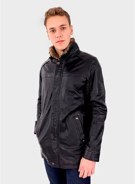 Leather City Leren winterjas heren parka zwart