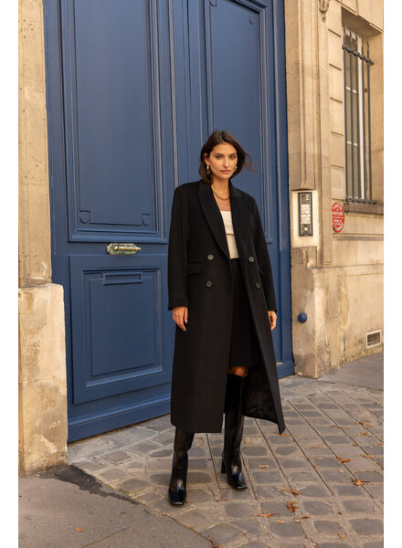 Attentif Wollen jas dames lang zwart