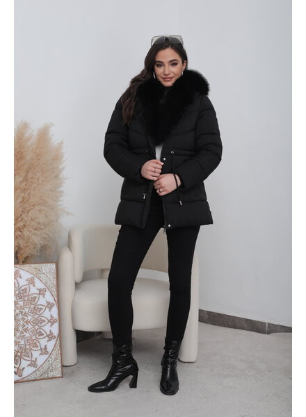 Winterjas dames met bont zwart