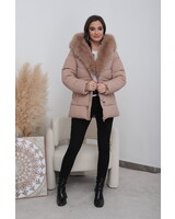 Winterjas dames met bont beige
