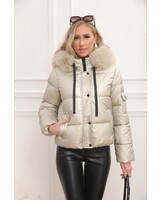 Winterjas dames met bont metallic