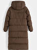 Lange gewatteerde winterjas bruin dames