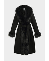 Dames winterjas met bont zwart