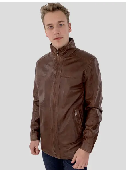LVS Leren jas heren half lang cognac