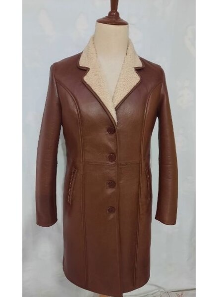 Leather City Dames lammy coat bruin