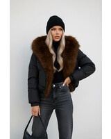 Winterjas dames kort  zwart bruin