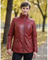 Leather City Leren jas dames comfort rood