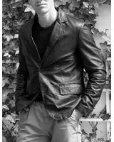 Leather City Leren blazer heren zwart