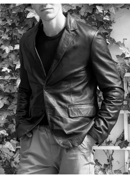 Leather City Leren blazer heren zwart