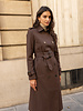 Attentif Trenchcoat dames lang bruin
