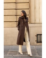 Attentif Trenchcoat dames lang bruin