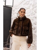 Attentif Bontjas dames kort donker bruin