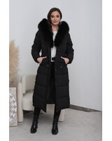 Lange gewatteerde winterjas zwart