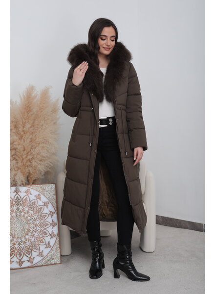 Lange gewatteerde winterjas groen