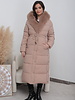Lange gewatteerde winterjas beige