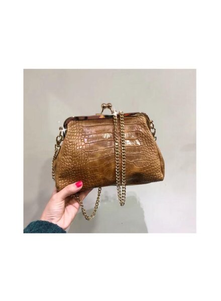 Dames leren tas bruin M08