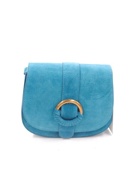 Dames suède leren tas licht blauw