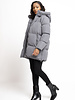 Dames winterjas halflang gewatteerd grijs