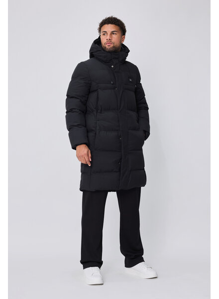 Dames winterjas halflang gewatteerd zwart 1