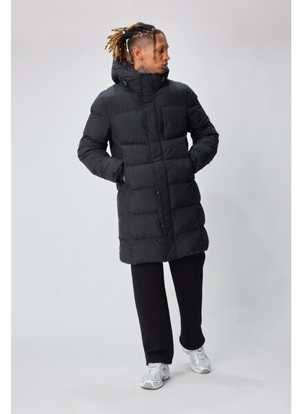 Dames winterjas halflang gewatteerd zwart 2