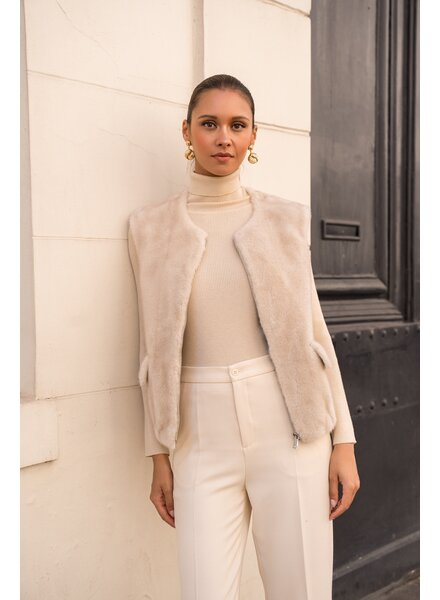 Attentif   Bont bodywarmer dames beige