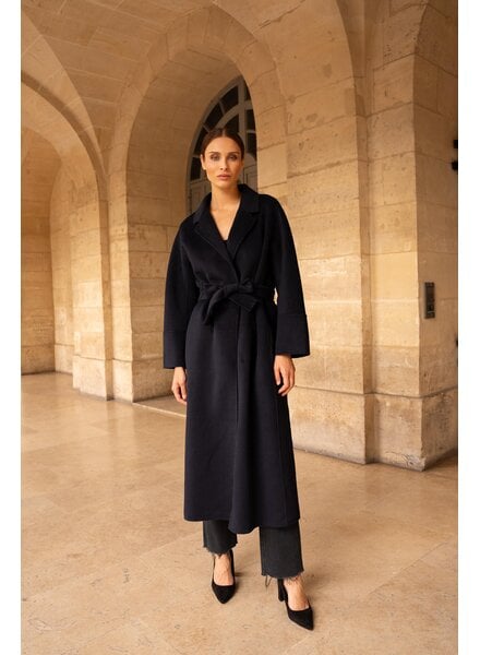 Attentif Wollen jas dames lang zwart