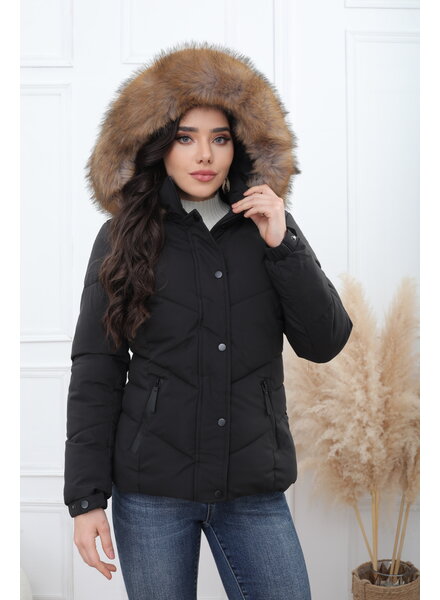 dames winterjas zwart