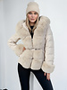 Dames winterjas met bont beige