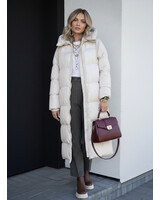 Lange gewatteerde winterjas beige dames