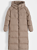 Lange gewatteerde winterjas taupe dames